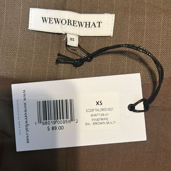 BNWT - WEWOREWHAT BROWN PIN STRIPED TAILORED VEST - XS - Picture 6 of 6